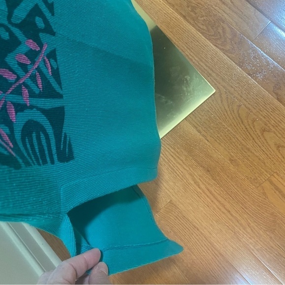 Vintage COURTWELL GREEN W SILKSCREEN LEAF PRINT - COTTON BLEND MAXI DRESS SZ M - Picture 5 of 9